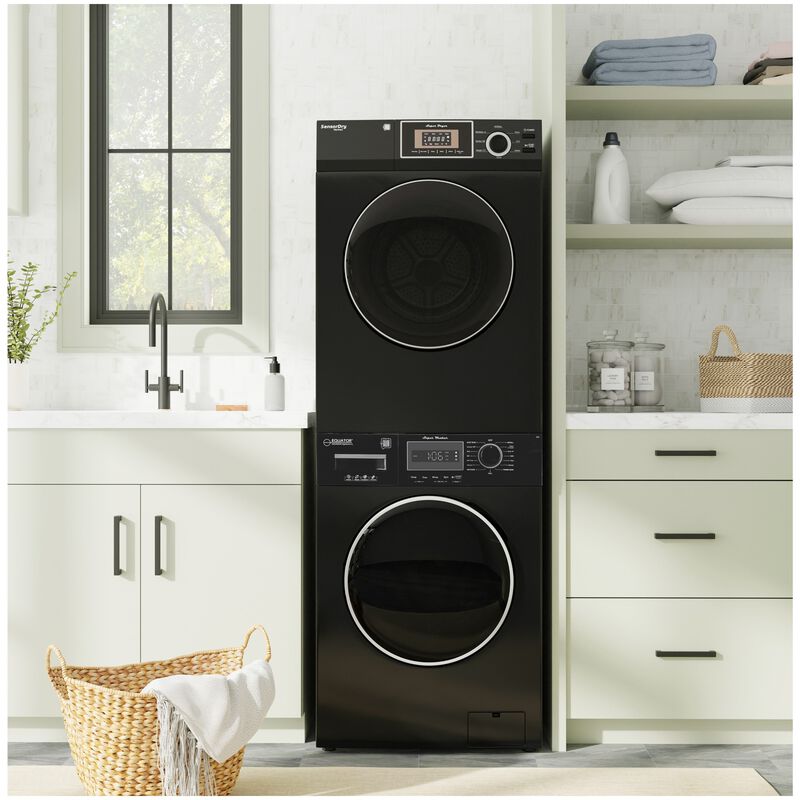 Equator Compact 24 in. 1.57 cu. ft. Electric Front Load Laundry Center with Sensor Dry, Pet & Sanitize Cycle - Black, , hires