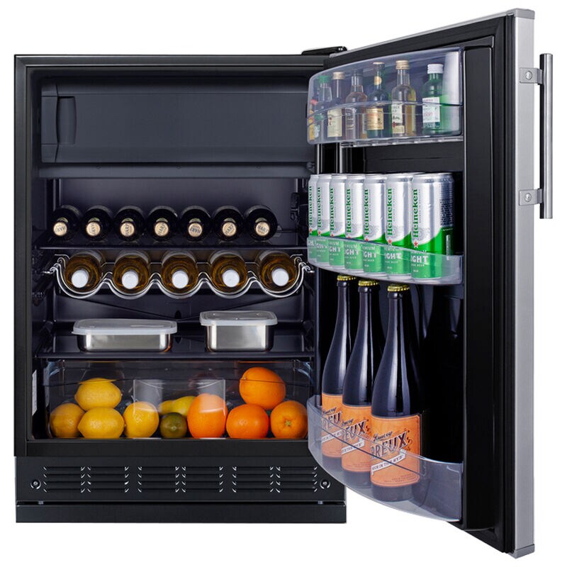 Summit 24 in. 5.0 cu. ft. Undercounter Refrigerator with Adjustable Legs - Stainless Steel, , hires