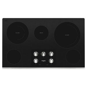 Whirlpool 36 in. 5-Burner Electric Cooktop with Simmer Burner & Power Burner - Stainless Steel, , hires