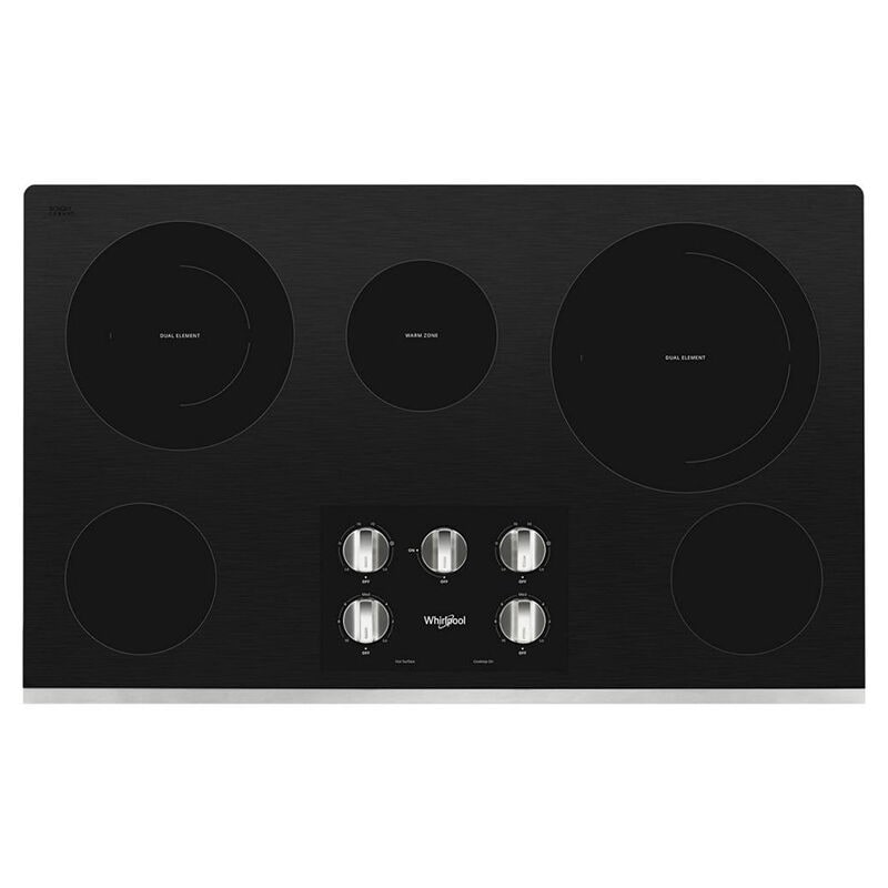Whirlpool 36 in. 5-Burner Electric Cooktop with Simmer Burner & Power Burner - Stainless Steel, , hires