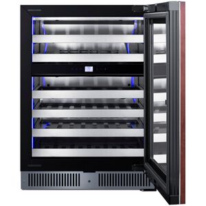 Summit 24 in. Undercounter Right-Hinged Wine Cooler with Metal Racks, Dual Temperature Zones & 48 Bottle Capacity - Custom Panel Ready, , hires