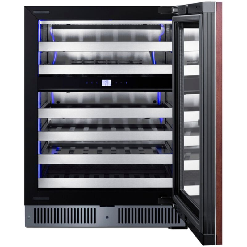Summit 24 in. Undercounter Right-Hinged Wine Cooler with Metal Racks, Dual Temperature Zones & 48 Bottle Capacity - Custom Panel Ready, , hires
