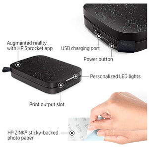 HP Sprocket 200 Noir (Black) Wireless Bluetooth Mobile Printer, , hires