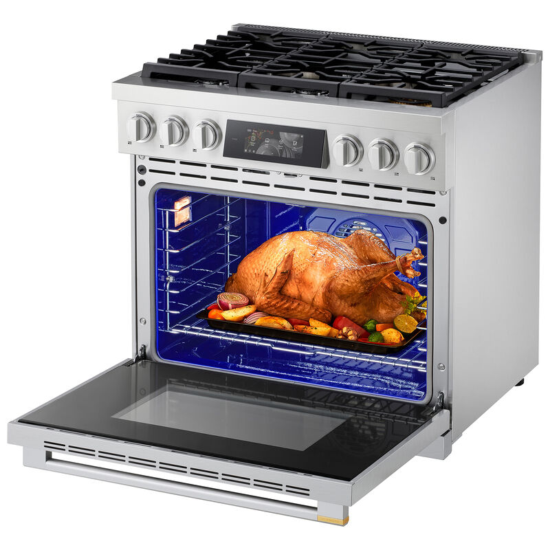 LG Signature 36 in. 6.3 cu. ft. Smart Air-Fry True European Convection Slide-In Gas Range with 6 Sealed Burners - Stainless Steel, , hires