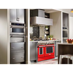 KitchenAid 48 in. 6.3 cu. ft. Smart True European Convection Double Oven Gas Range with 6 Sealed Burners & Griddle - Passion Red, , hires