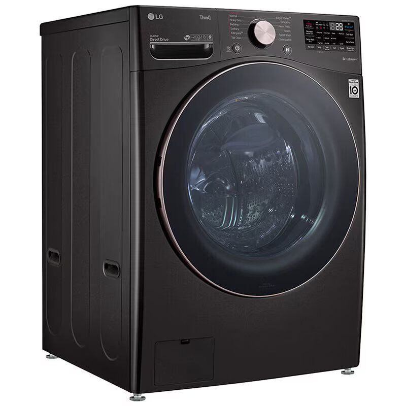 LG 27 in. 4.5 cu. ft. Smart Stackable Front Load Washer with Sanitize & Steam Wash Cycle - Black Steel, Black Steel, hires