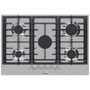 Bosch 300 Series 30 in. 5-Burner Natural Gas Cooktop with Simmer Burner & Power Burner - Stainless Steel, , hires