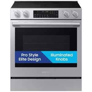 Samsung Bespoke 30 in. 6.3 cu. ft. Smart Air-Fry True European Convection Slide-In Electric Range with Radiant Burners - Stainless Steel, Stainless Steel, hires