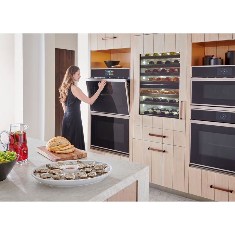 Monogram Minimalist Series 30 in. 10 cu. ft. Smart Top Control SpeedElectric Double Wall Oven with True European Convection - Stainless Steel, , hires