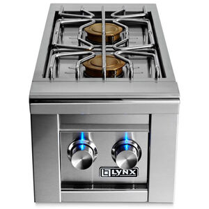 Lynx Professional Series Liquid Propane Double Side Brass Burners with Blue Illuminated Control Knobs- Stainless Steel, , hires