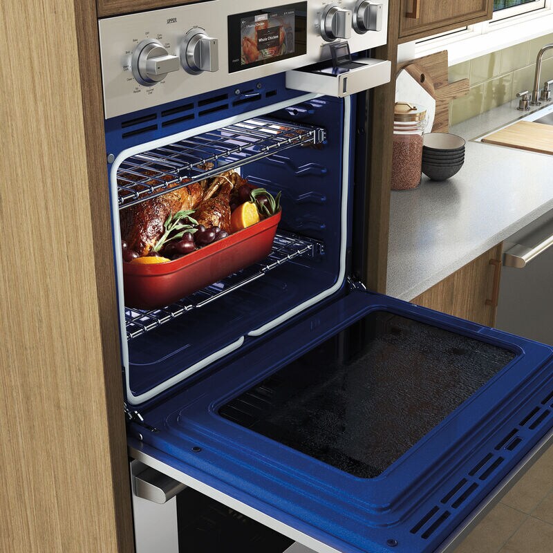 Signature Kitchen Suite 30 in. 9.4 cu. ft. Smart Top Control SteamElectric Double Wall Oven with True European Convection - Stainless Steel, , hires