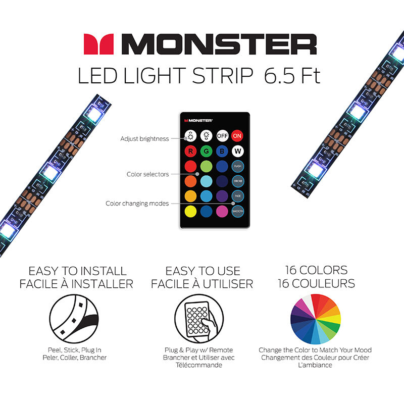Monster Basics 6.5 ft. Smart LED Multi-Color Undercabinet Lighting, , hires
