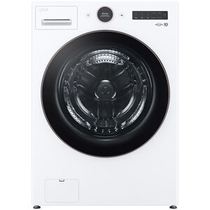LG 27 in. 5.0 cu. ft. Smart Stackable Front Load Washer with AI DD Built-In Intelligence, TurboWash 360 Technology, Allergiene, Sanitize & Steam Wash Cycle - White, White, hires