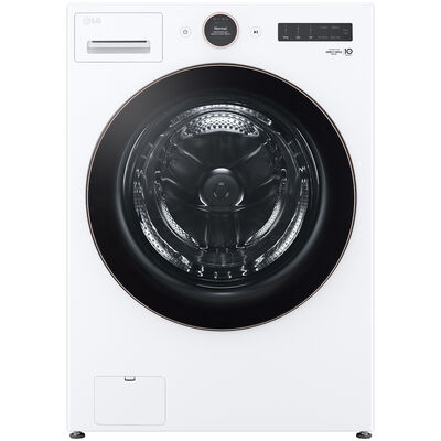 LG 27 in. 5.0 cu. ft. Smart Stackable Front Load Washer with AI DD Built-In Intelligence, TurboWash 360 Technology, Allergiene, Sanitize & Steam Wash Cycle - White | WM6500HWA