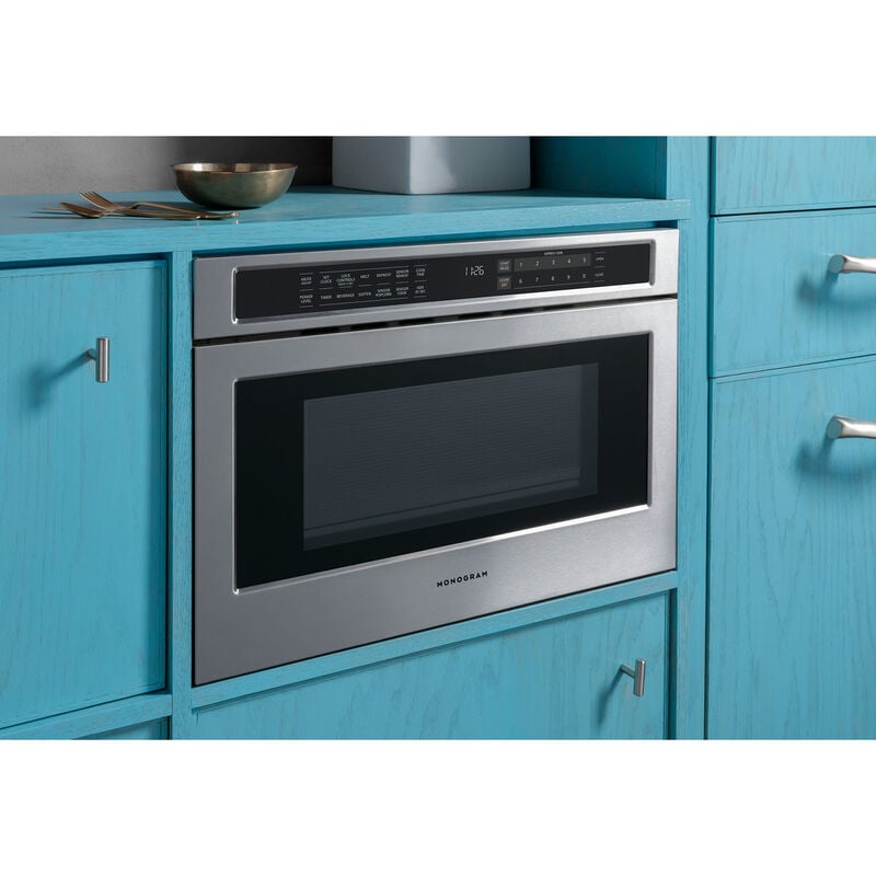 Monogram 24 in. 1.2 cu. ft. 1000W Drawer Microwave with Sensor Cooking - Stainless Steel, , hires