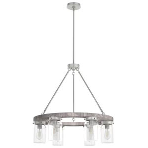 Hunter Devon Park 26.5 in. 6-Light Chandelier with Clear Glass - Brushed Nickel, , hires