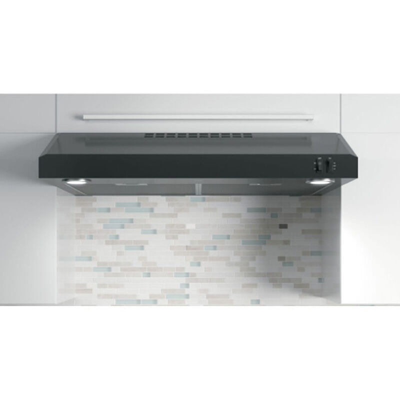 GE 30 in. Standard Style Range Hood with 2 Speed Settings, 270 CFM, Convertible Venting & 2 LED Lights - Black, , hires