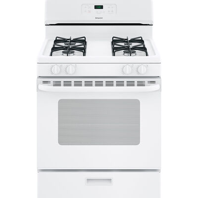 Hotpoint 30 in. 4.8 cu. ft. Oven Freestanding Gas Range with 4 Sealed Burners - White | RGBS400DMWW