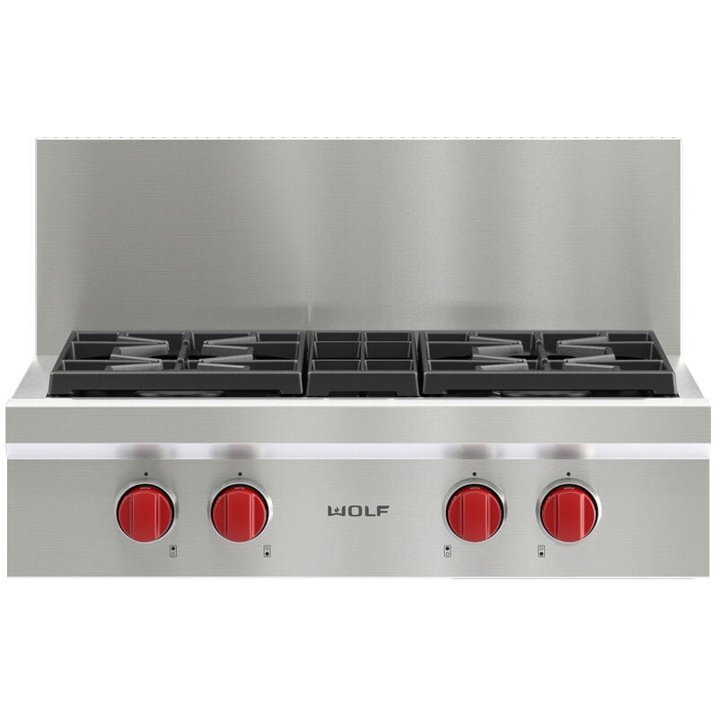 Wolf 30 in. 4-Burner Natural Gas Rangetop with Simmer Burner & Power Burner - Stainless Steel, , hires