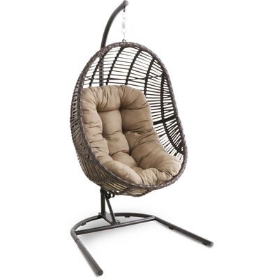 Hanover Mod Avery Brown Wicker Hanging Egg Chair - Brown | AVERYEGG-BRN