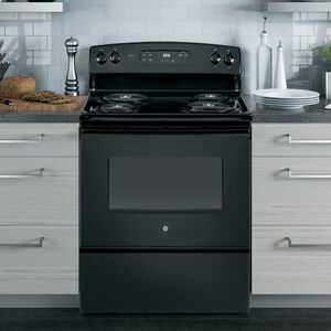 GE 30 in. 5 cu. ft. Electric Range with Coil Burners - Black, Black, hires