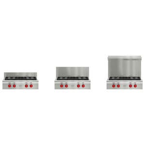 Wolf 30 in. 4-Burner Natural Gas Rangetop with Simmer Burner & Power Burner - Stainless Steel, , hires
