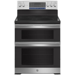 GE 30 in. 6.6 cu. ft. Air Fry Standard Convection Double Oven Electric Range with Smoothtop Burners - Stainless Steel, Stainless Steel, hires