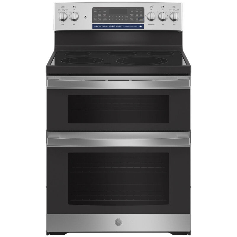 GE 30 in. 6.6 cu. ft. Air Fry Standard Convection Double Oven Electric Range with Smoothtop Burners - Stainless Steel, Stainless Steel, hires