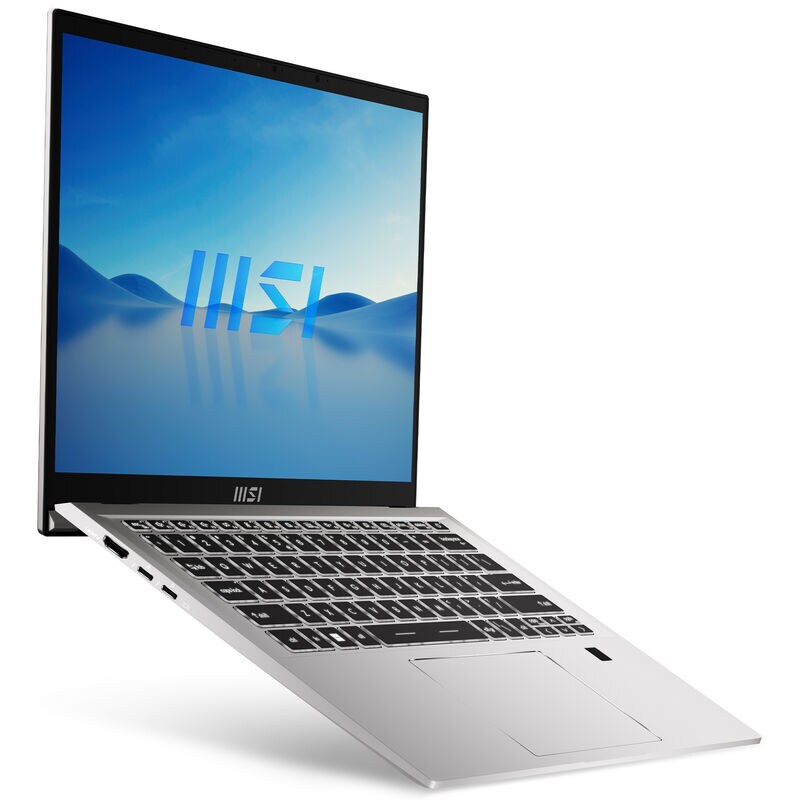MSI Prestige 14 in. Notebook with Intel Core i5-12500H, 12th Gen, 1.8 GHz CPU, NVIDIA GeForce RTX 2050 GPU, 16 GB RAM, 512 GB SSD & Windows 11 Home - Silver, , hires