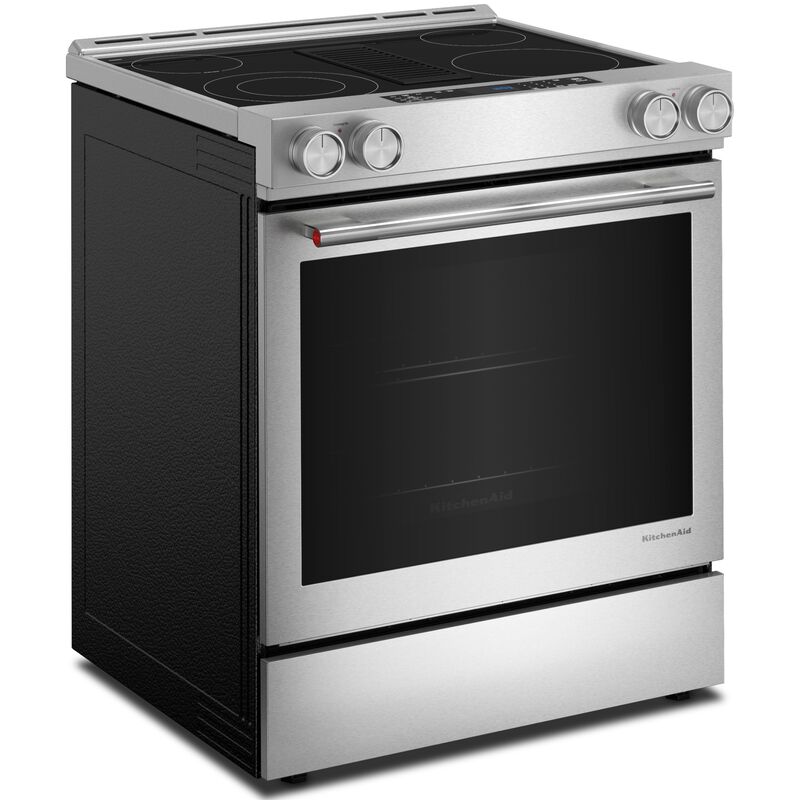 KitchenAid 30 in. 6.4 cu. ft. Air-Fry True European Convection Steam Slide-In Electric Range with Radiant Burners - Stainless Steel with PrintShield Finish, , hires