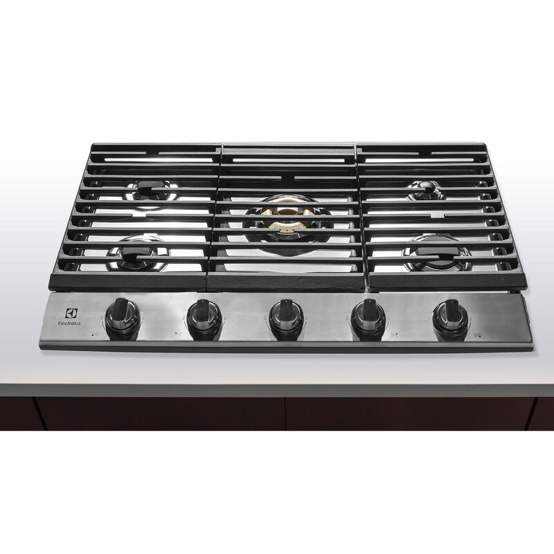 Electrolux 36 in. 5-Burner Natural Gas Cooktop with Griddle, Simmer Burner & Power Burner - Stainless Steel, , hires