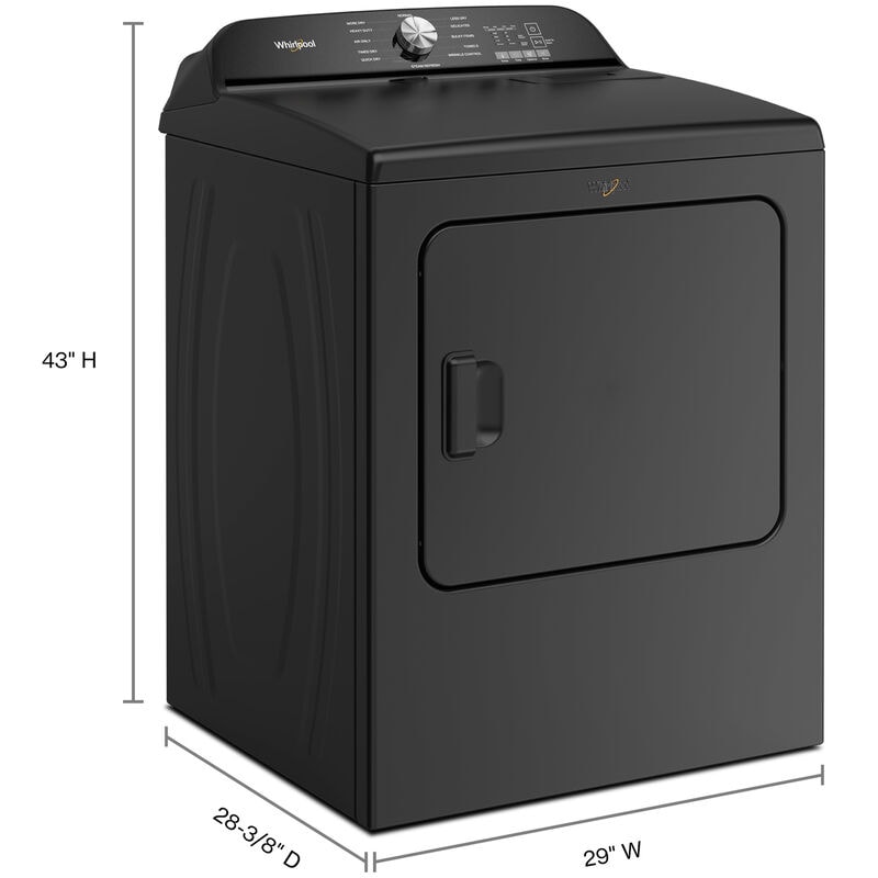 Whirlpool 29 in. 7.0 cu. ft. Gas Dryer with Wrinkle Shield Option, Steam Cycle & Sensor Dry - Volcano Black, Volcano Black, hires