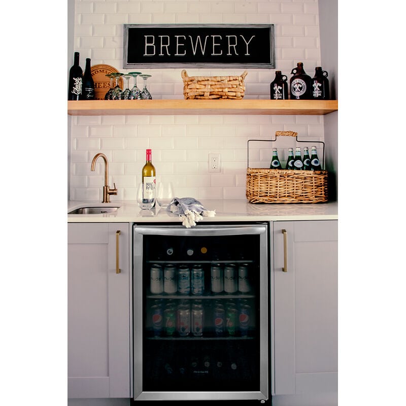 Frigidaire 24 in. 5.3 cu. ft. Built-In/Freestanding Beverage Center with Adjustable Shelves & Digital Control - Stainless Steel, , hires