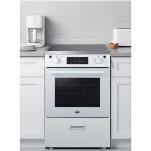 Summit 24 in. 2.6 cu. ft. Standard Convection Slide-In Electric Range with 4 Induction Burners - White, White, hires