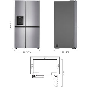 LG 36 in. 27.2 cu. ft. Side-by-Side Refrigerator with External Ice & Water Dispenser- Stainless Look, Stainless, hires