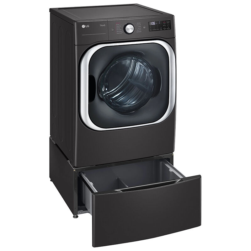 LG 29 in. 9.0 cu. ft. Smart Stackable Electric Dryer with Built-In Intelligence, TurboSteam Technology & Sensor Dry - Black Steel, Black Steel, hires