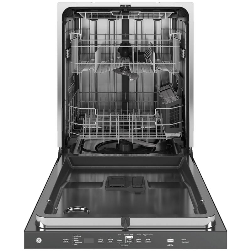 GE 24 in. Top Control Flush-Mount Dishwasher with 45 dBa Sound Level, 3rd-Rack, Dry Boost & Pocket Handle - Fingerprint Resistant Stainless, Fingerprint Resistant Stainless, hires