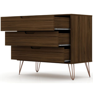 Manhattan Comfort Rockefeller Mid-Century Modern 3-Drawer Dresser - Brown, Brown, hires
