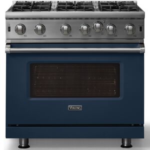 Viking 5 Series 36 in. 5.1 cu. ft. Standard Convection Gas Range with Open Burners - Slate Blue, , hires