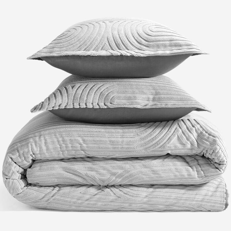 BEDGEAR Performance Duvet & 2pc Sham Set, Racetrack, Light Gray, Queen, , hires