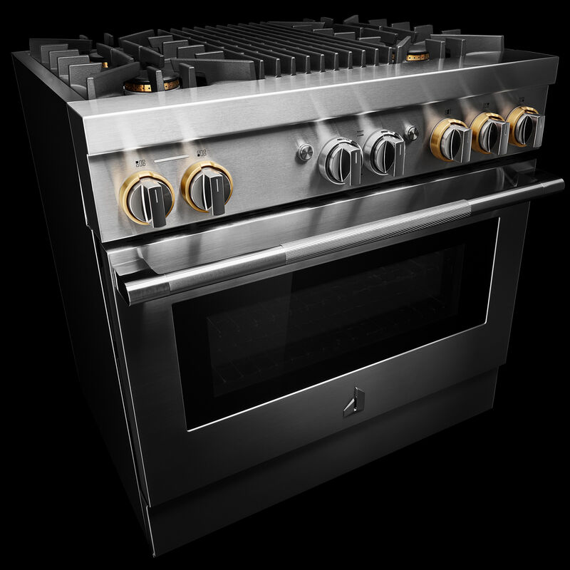 JennAir Rise Series 36 in. 5.1 cu. ft. Smart True European Convection Dual Fuel Range with 4 Sealed Burners & Grill - Stainless Steel, , hires