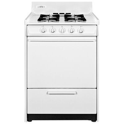 Summit 24 in. 2.9 cu. ft. Oven Freestanding Natural Gas Range with 4 Open Burners - White | WNM6107