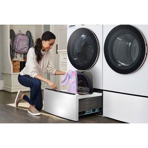 LG 27 in. 5.0 cu. ft. Smart Stackable Front Load Washer with AI DD Built-In Intelligence, TurboWash 360 Technology, Allergiene, Sanitize & Steam Wash Cycle - White, White, hires