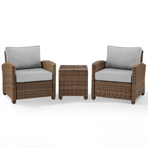 Crosley Bradenton 3-Piece Outdoor Chair and Side Table Set - Gray, , hires