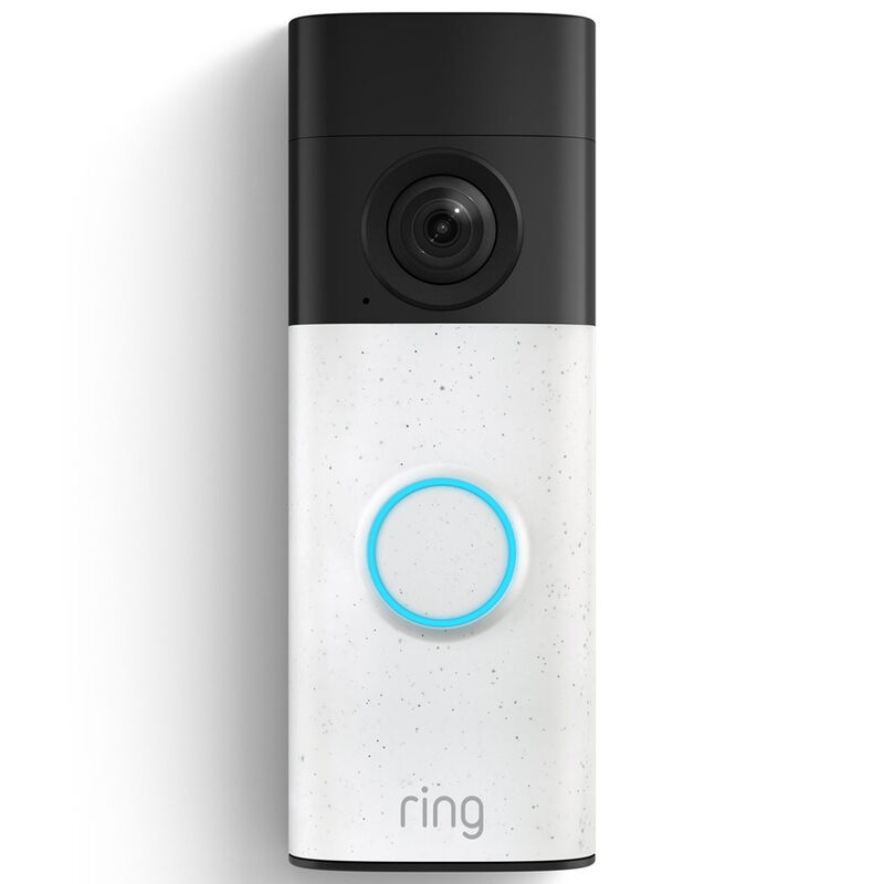 Ring - Battery Doorbell (newest model) Retinal 2K with wide-angle video, up to 6x Zoom, Two-Way Talk, and Built-In Battery - Speckled White, , hires
