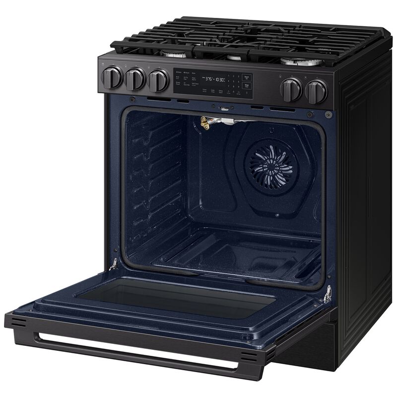 Samsung Bespoke 30 in. 6.0 cu. ft. Smart Air-Fry True European Convection Slide-In Gas Range with 5 Sealed Burners & Griddle - Matte Black Steel, Matte Black Steel, hires