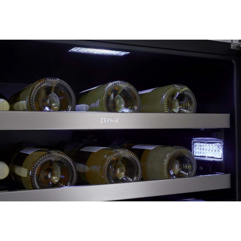 Zephyr Presrv Series 24 in. Undercounter Wine Cooler with Wood Racks, Dual Temperature Zones & 45 Bottle Capacity - Stainless Steel, , hires