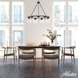 Hunter Devon Park 31 in. 9-Light Chandelier with Clear Glass - Onyx Bengal, , hires