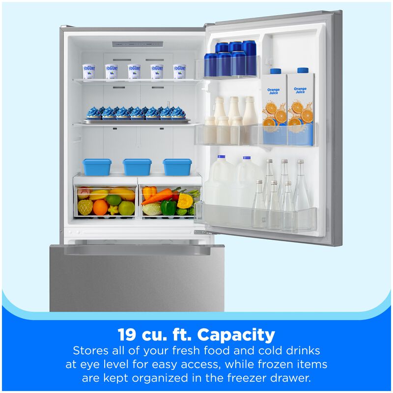 Midea 30 in. 18.7 cu. ft. Garage-Ready Bottom Freezer Refrigerator - Stainless Steel, , hires