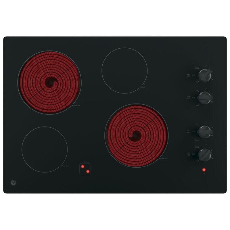 GE 30 in. 4-Burner Electric Cooktop with Simmer Burner & Power Burner - Black, , hires